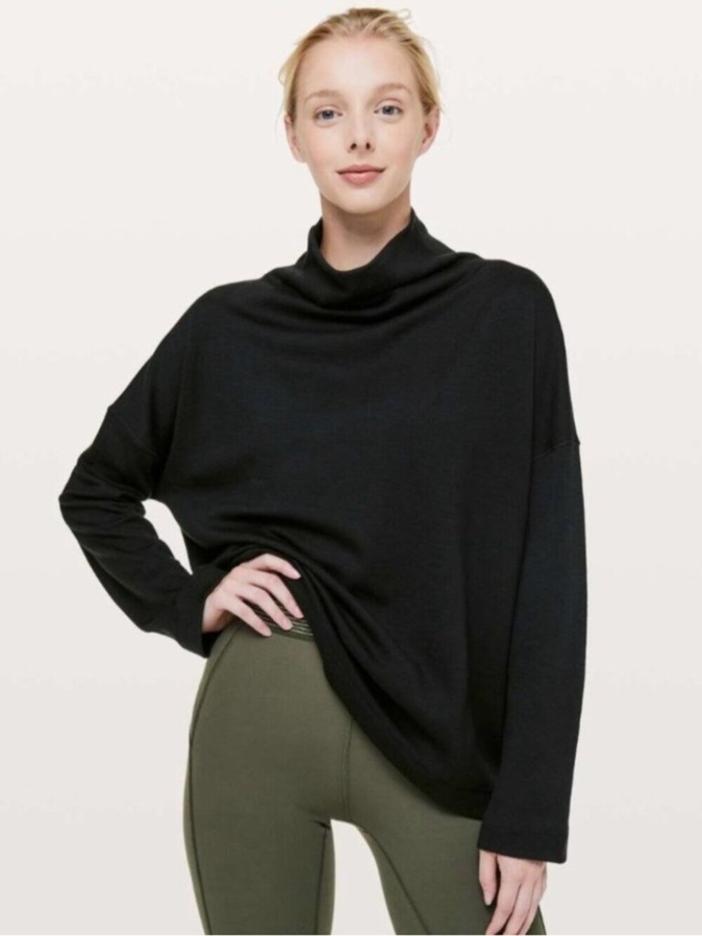 Lululemon Black Principal Dancer Funnel Neck Merino Wool Sweater - 10/12